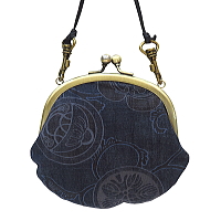 ガマ口 小銭入れ 家紋唐草（紺）